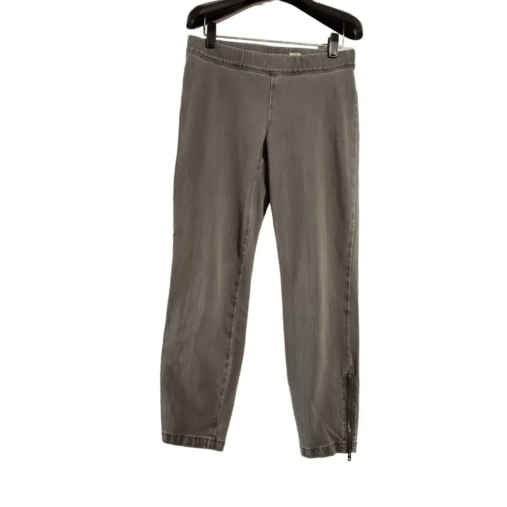 J. Crew Womens Ankle Zip Pull On Elastic Waist Ankle Pants Size 4 Gray Stretch